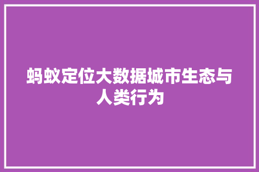 蚂蚁定位大数据城市生态与人类行为