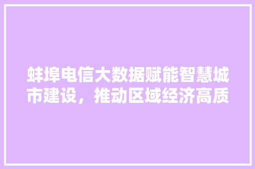 蚌埠电信大数据赋能智慧城市建设，推动区域经济高质量发展