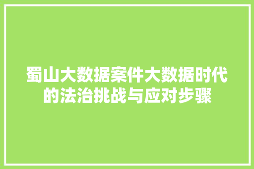 蜀山大数据案件大数据时代的法治挑战与应对步骤