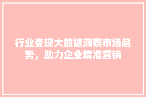 行业变现大数据洞察市场趋势，助力企业精准营销