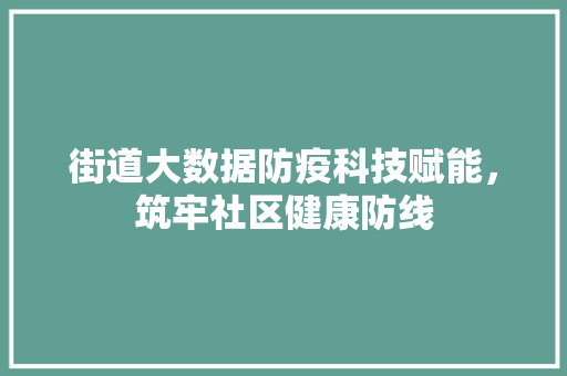 街道大数据防疫科技赋能，筑牢社区健康防线