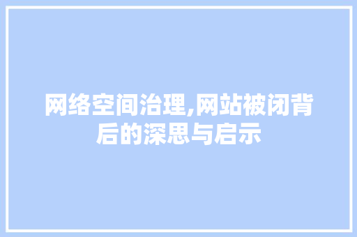 网络空间治理,网站被闭背后的深思与启示