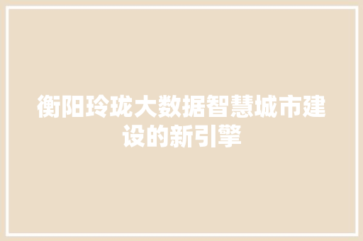 衡阳玲珑大数据智慧城市建设的新引擎
