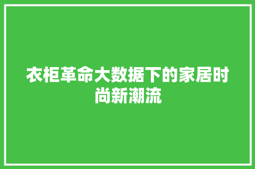 衣柜革命大数据下的家居时尚新潮流