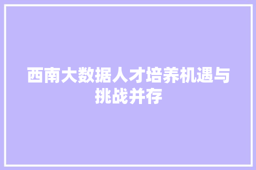 西南大数据人才培养机遇与挑战并存
