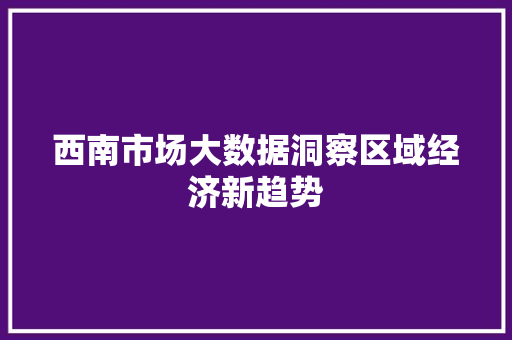 西南市场大数据洞察区域经济新趋势 WordPress教程