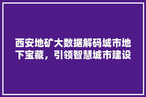 西安地矿大数据解码城市地下宝藏，引领智慧城市建设新潮流