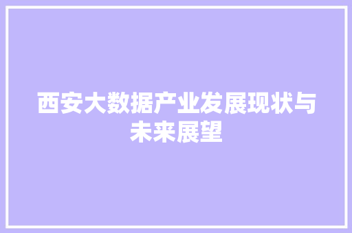 西安大数据产业发展现状与未来展望