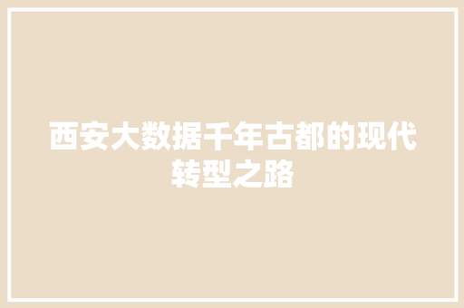 西安大数据千年古都的现代转型之路