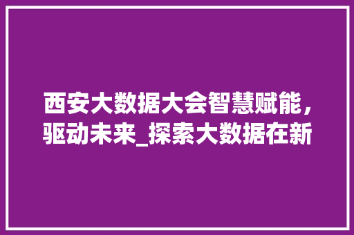 西安大数据大会智慧赋能，驱动未来_探索大数据在新时代的发展与机遇