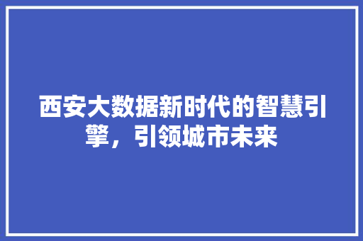 西安大数据新时代的智慧引擎，引领城市未来