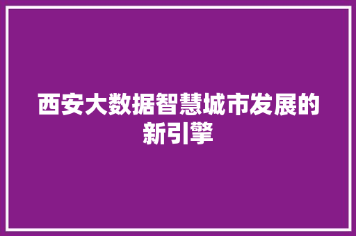 西安大数据智慧城市发展的新引擎 建站教程