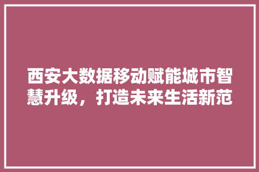 西安大数据移动赋能城市智慧升级，打造未来生活新范式