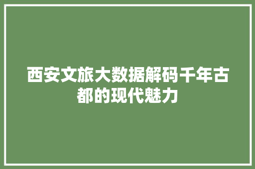 西安文旅大数据解码千年古都的现代魅力