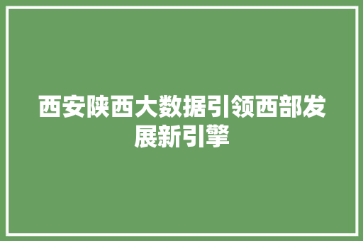 西安陕西大数据引领西部发展新引擎