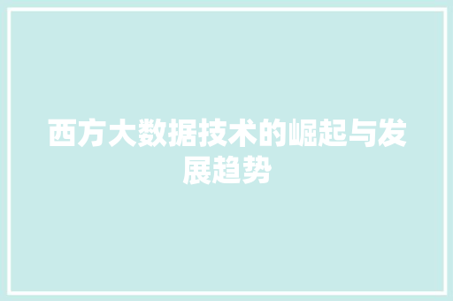 西方大数据技术的崛起与发展趋势