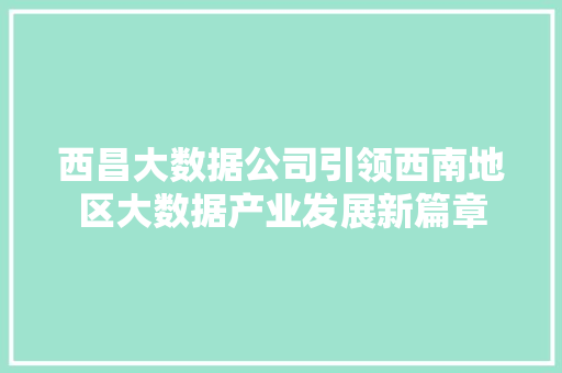 西昌大数据公司引领西南地区大数据产业发展新篇章