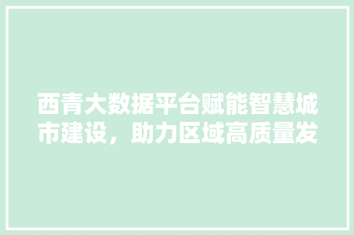 西青大数据平台赋能智慧城市建设，助力区域高质量发展