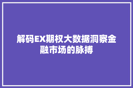 解码EX期权大数据洞察金融市场的脉搏