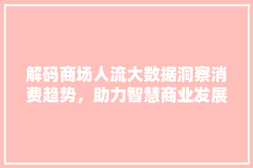 解码商场人流大数据洞察消费趋势，助力智慧商业发展