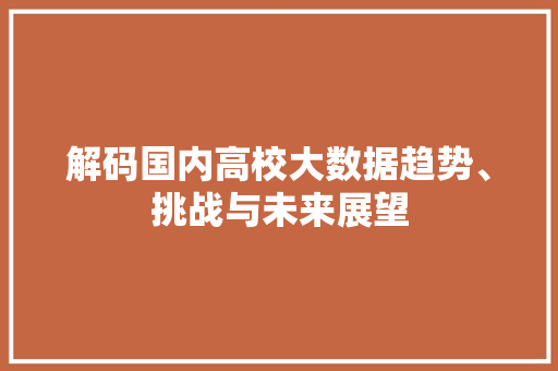 解码国内高校大数据趋势、挑战与未来展望