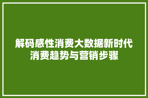 解码感性消费大数据新时代消费趋势与营销步骤