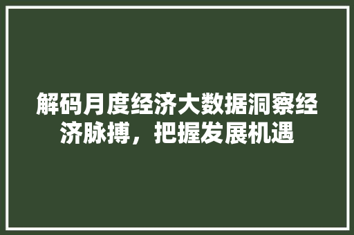 解码月度经济大数据洞察经济脉搏，把握发展机遇