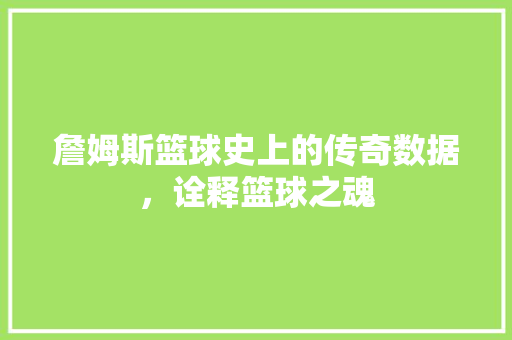 詹姆斯篮球史上的传奇数据，诠释篮球之魂