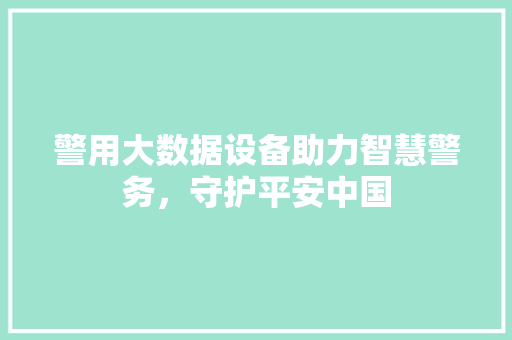 警用大数据设备助力智慧警务，守护平安中国 建站教程