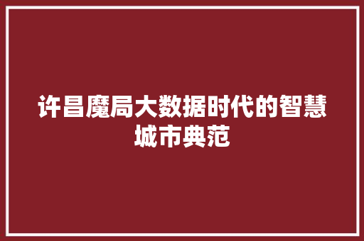 许昌魔局大数据时代的智慧城市典范