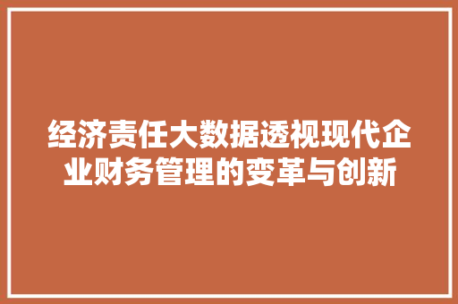 经济责任大数据透视现代企业财务管理的变革与创新