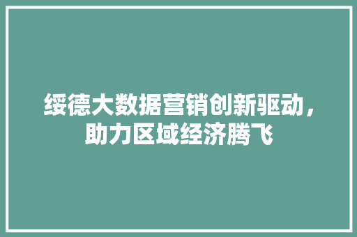 绥德大数据营销创新驱动，助力区域经济腾飞