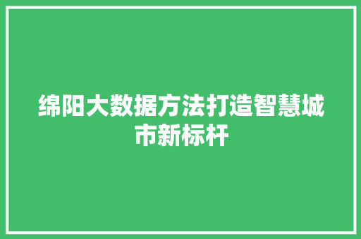 绵阳大数据方法打造智慧城市新标杆