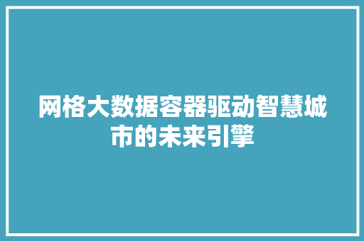 网格大数据容器驱动智慧城市的未来引擎