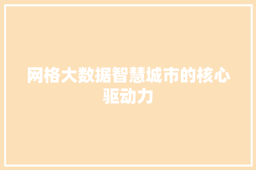 网格大数据智慧城市的核心驱动力