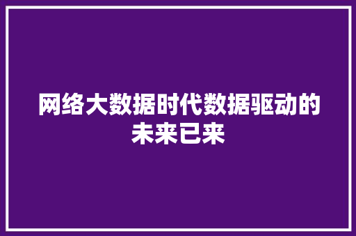 网络大数据时代数据驱动的未来已来