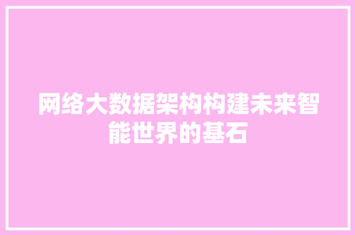 网络大数据架构构建未来智能世界的基石