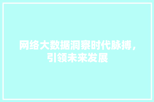 网络大数据洞察时代脉搏，引领未来发展