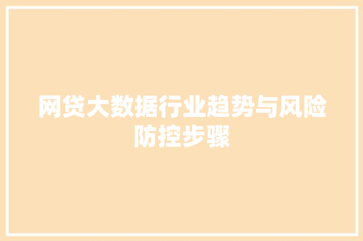 网贷大数据行业趋势与风险防控步骤
