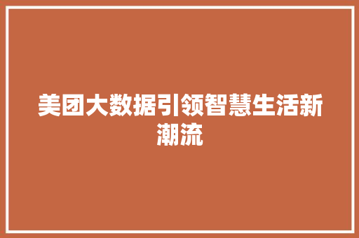 美团大数据引领智慧生活新潮流 WordPress教程