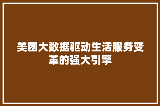 美团大数据驱动生活服务变革的强大引擎