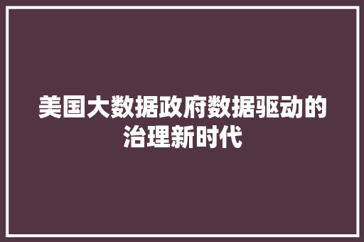 美国大数据政府数据驱动的治理新时代
