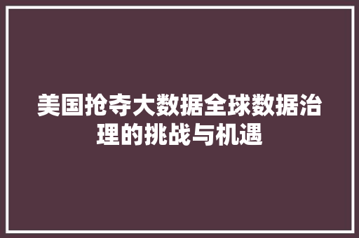 美国抢夺大数据全球数据治理的挑战与机遇