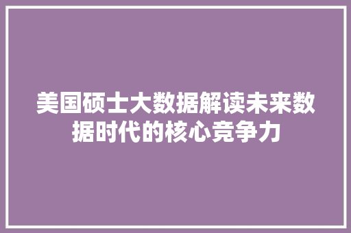 美国硕士大数据解读未来数据时代的核心竞争力