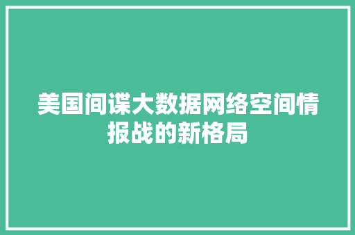 美国间谍大数据网络空间情报战的新格局