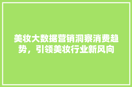 美妆大数据营销洞察消费趋势，引领美妆行业新风向