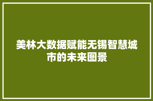 美林大数据赋能无锡智慧城市的未来图景