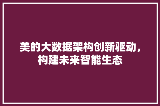 美的大数据架构创新驱动，构建未来智能生态