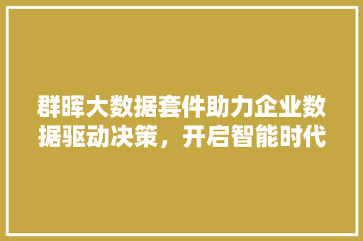 群晖大数据套件助力企业数据驱动决策，开启智能时代新篇章