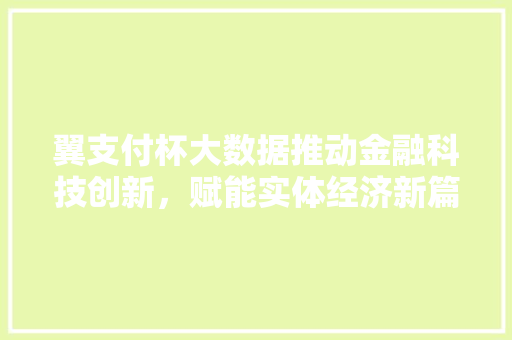 翼支付杯大数据推动金融科技创新，赋能实体经济新篇章 建站教程